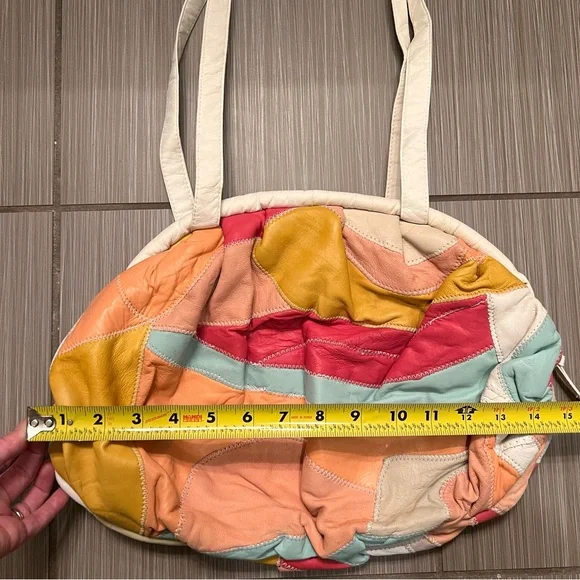 Vintage Leather Patchwork Crossbody Bag rare purse 80s quilt quilted - Picture 6 of 13